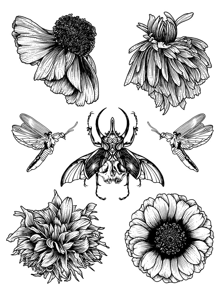 749x1000 Realistic, Black And Natural Flash Tattoos By Montattoo