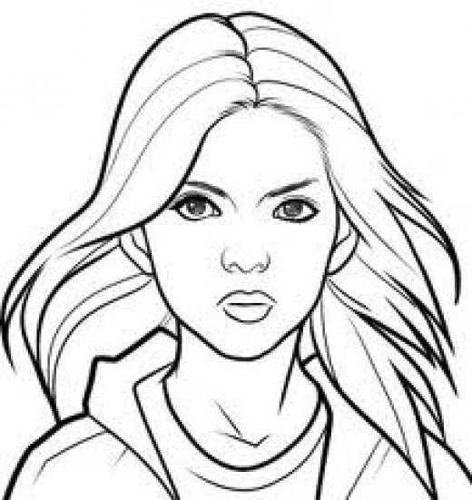 520x551 Girl Face Coloring Page Realistic Human Face Coloring Pages