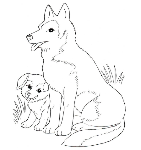 449x480 Dog Mother And Puppy Coloring Page Free Printable Coloring Pages