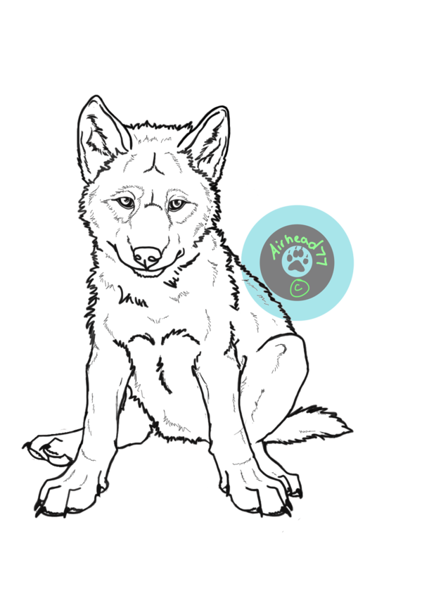 600x867 Wolf Pup Lineart By Airhead77