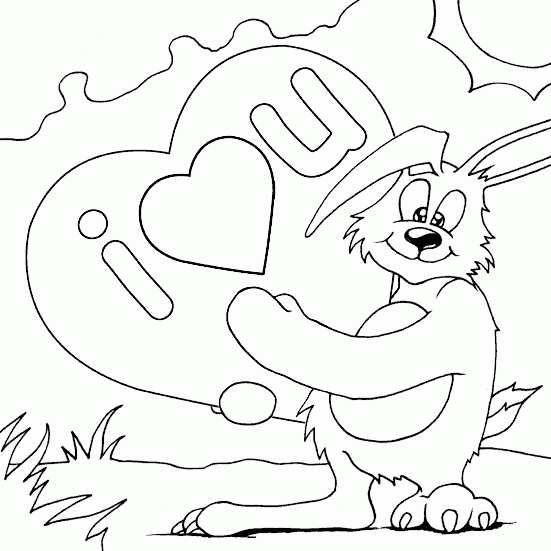 551x551 I Love You Bunny Rabbit Coloring Page