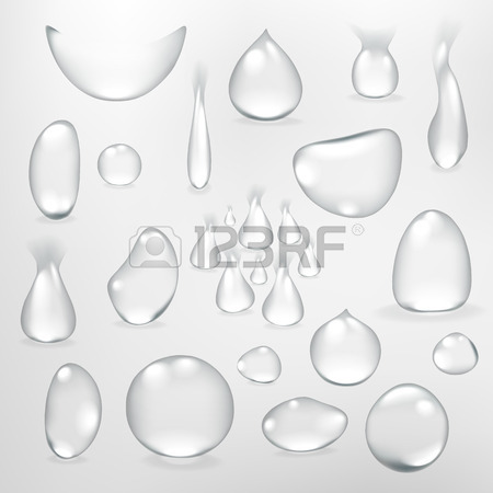 450x450 Pure Clear Water Drops Realistic Set Isolated Vector Illustration