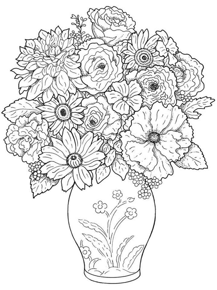 718x957 Realistic Rose Coloring Page