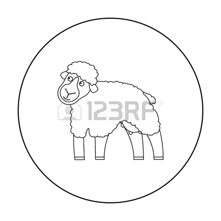 450x450 Vector Sketch Cartoon Style Sheep, Stainless Steel Milk Can