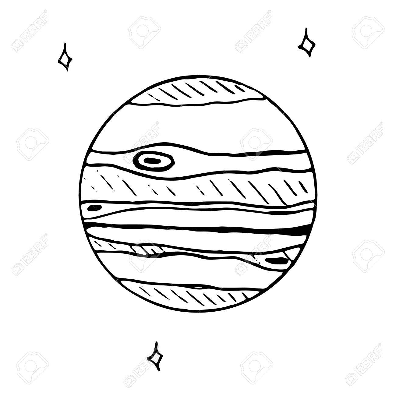 1300x1300 Doodle Icon Of Jupiter, Isolated. Hand Drawn Sketch Illustration