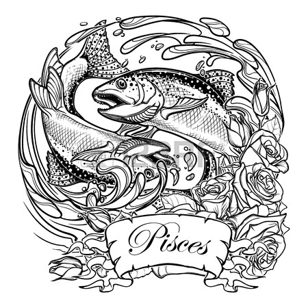 450x450 Realistic Intricate Drawing Of The Rainbow Trout Jumping Out