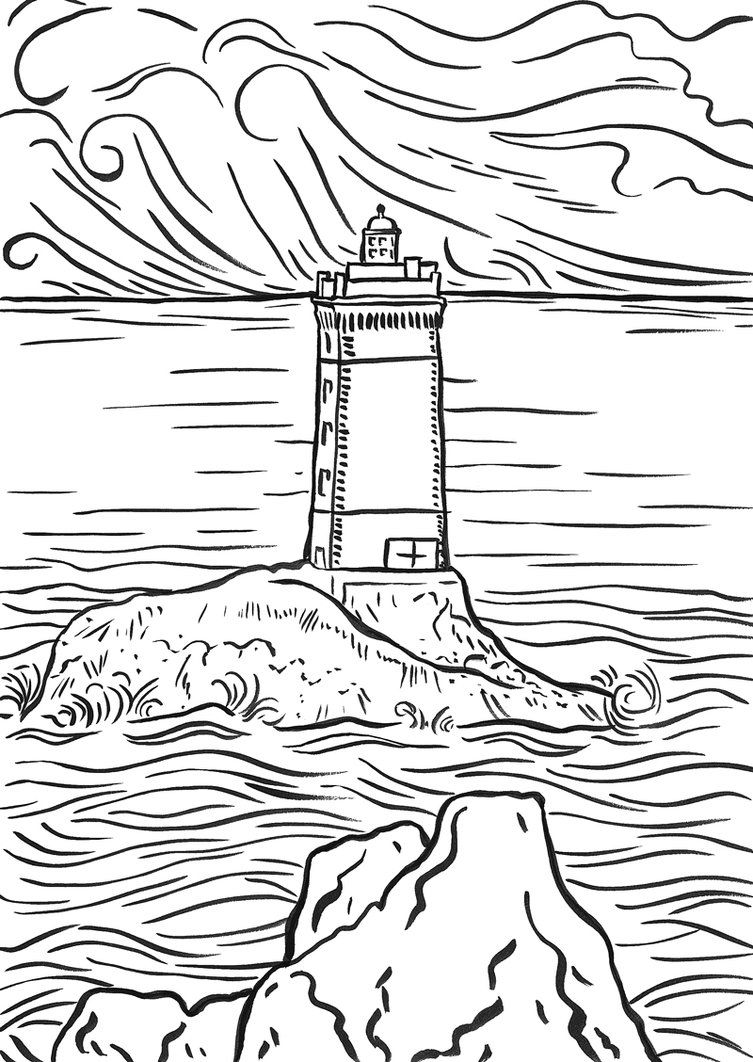 753x1062 Realistic Lighthouse Coloring Pages