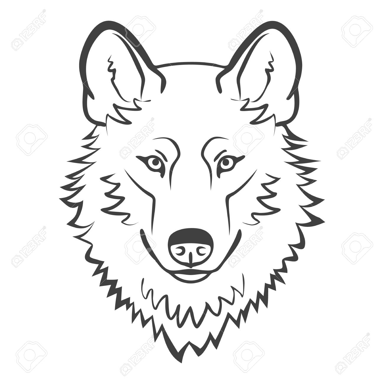1300x1300 Wolf Head Logo Mascot Emblem. Realistic Wolf Royalty Free Cliparts