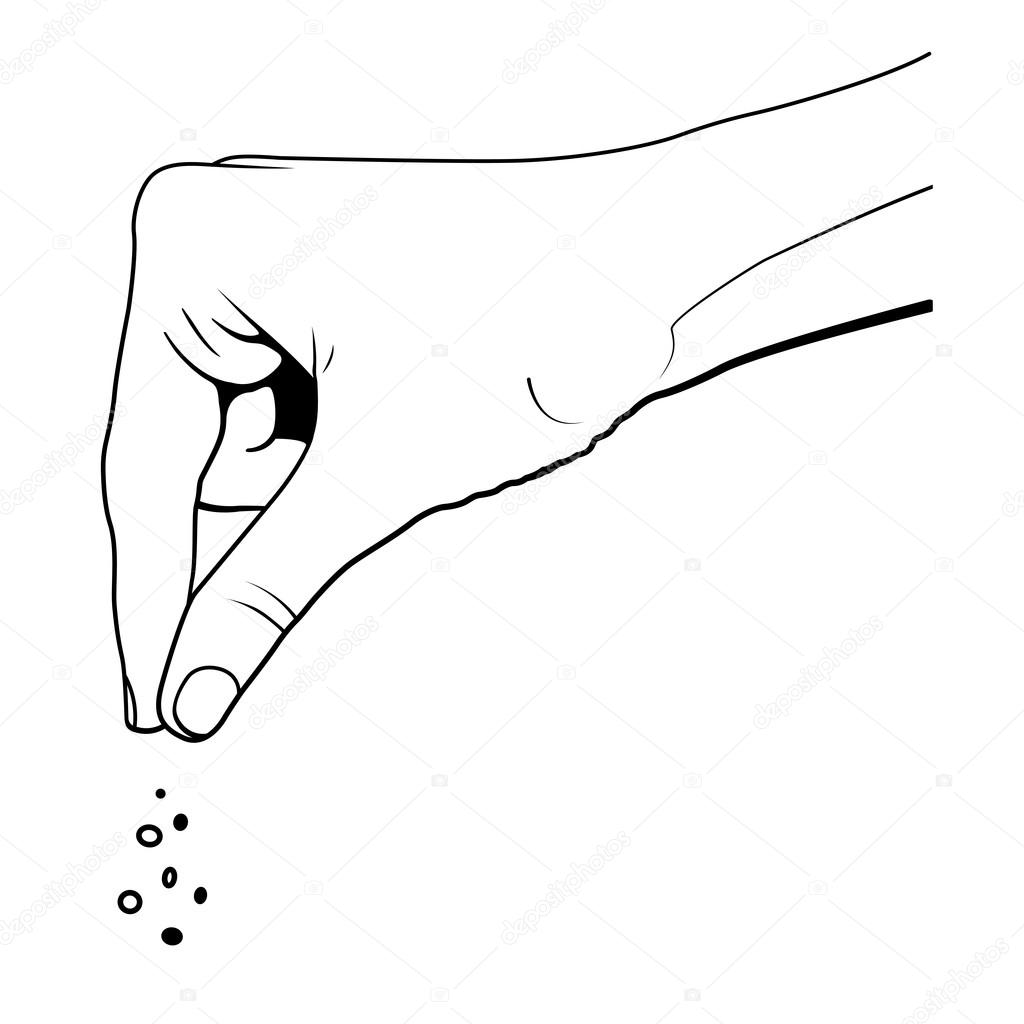 1024x1024 Pinch. Realistic Woman Hand Sprinkle. Stock Vector Kilkavbanke