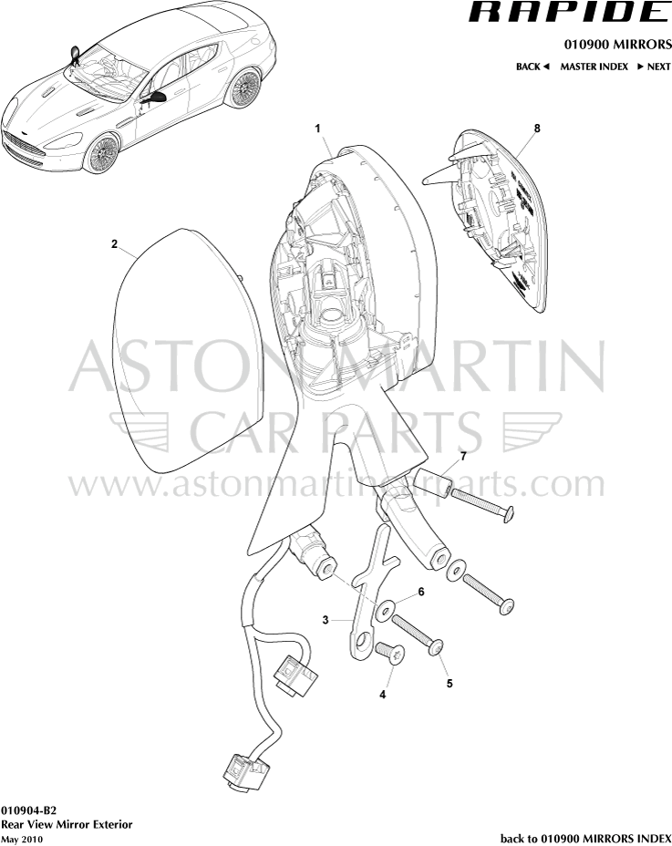737x928 Rear View Mirror Exterior For Aston Martin Rapide