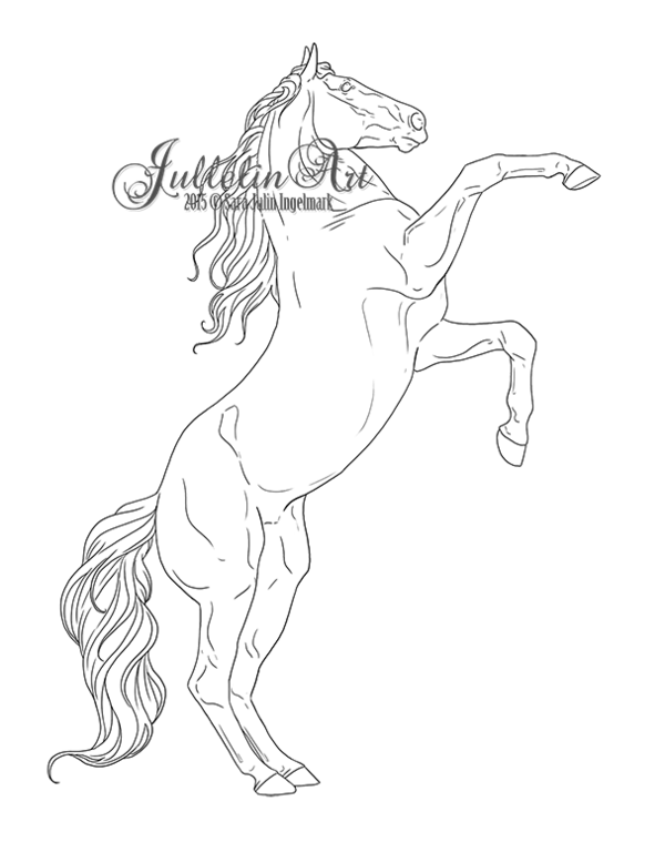 600x759 Lineart Rearing Horse By Jullelin