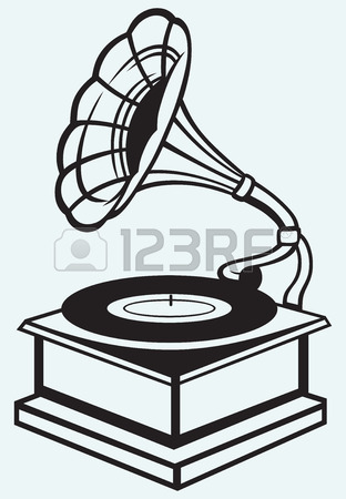 312x450 Old Record Player Isolated On Blue Batskground Royalty Free