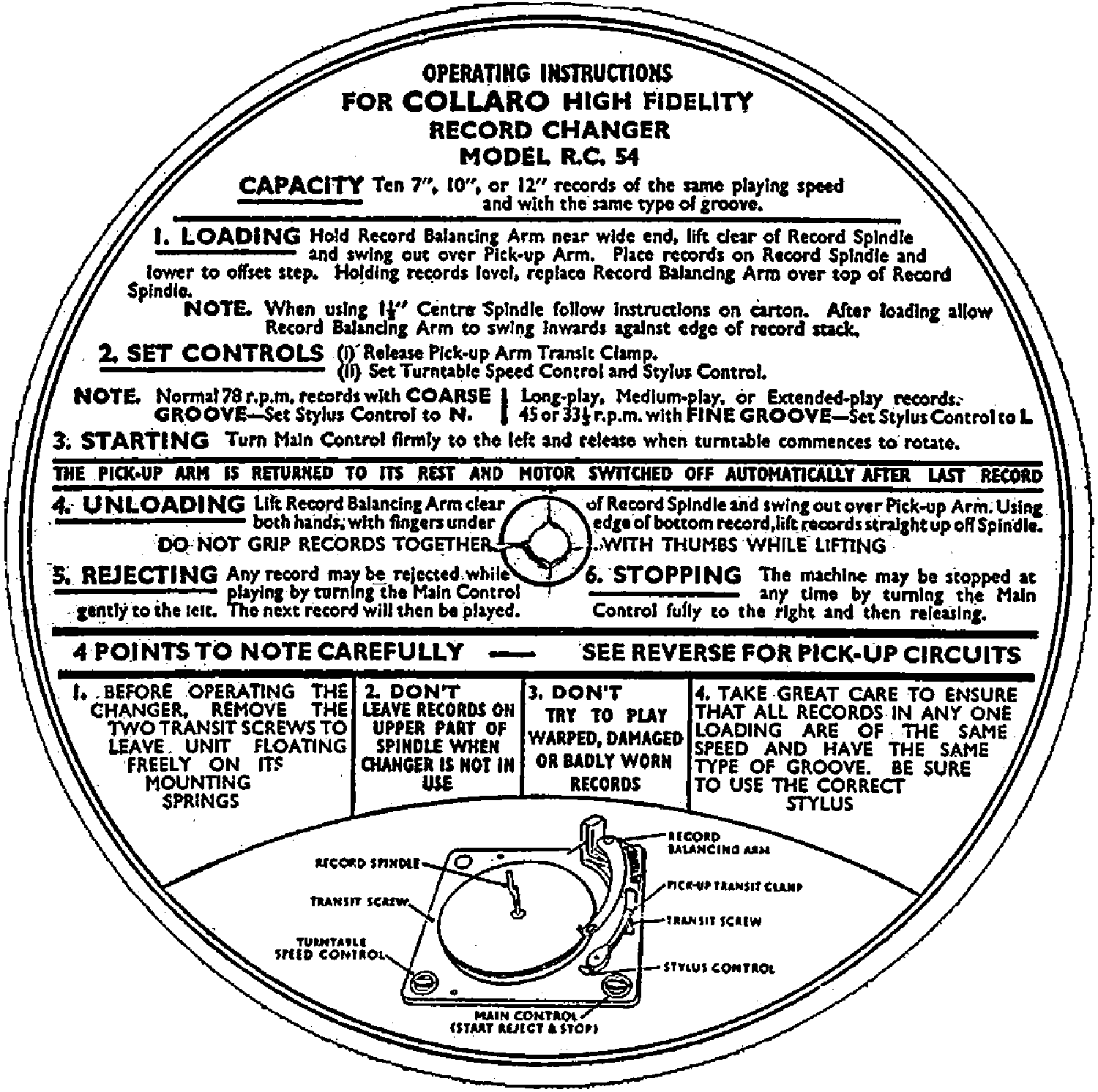 1500x1493 Collaro Rc54 Record Player Usr Sm Service Manual Download