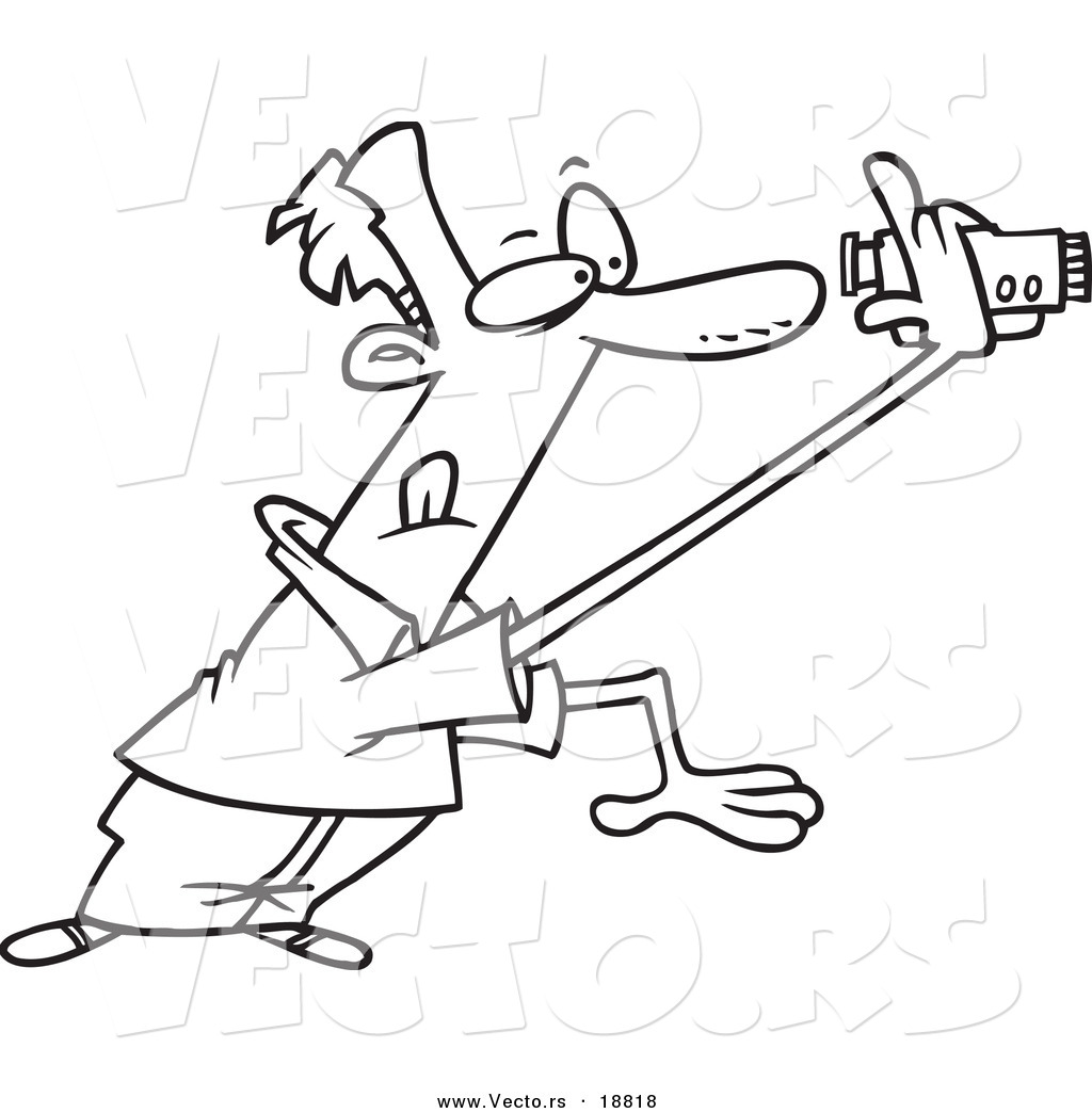 1024x1044 Vector Of A Cartoon Man Recording A Home Video