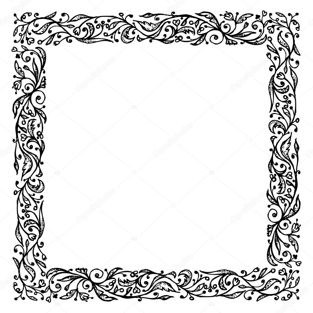 1024x1024 Ornamental Frame, Hand Drawing For Your Design Stock Vector