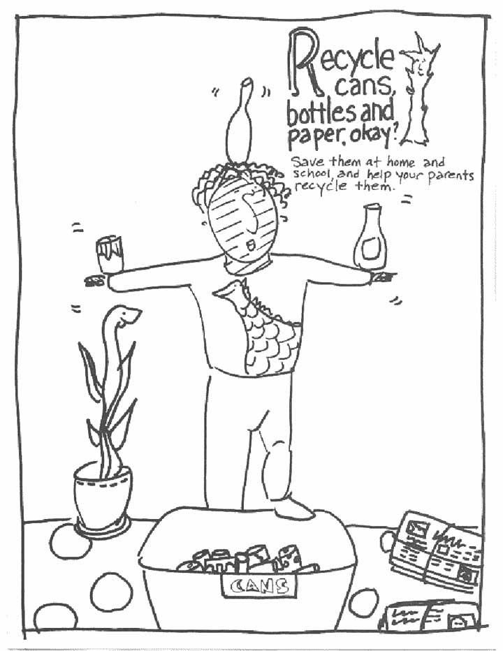 720x932 This Coloring Page For Kids Focuses On Recycling Cans, Bottles