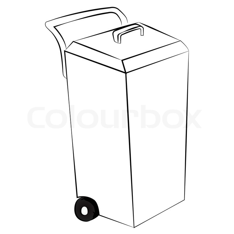 800x800 Outline Of Garbage Can Or Recycle Bin On White Background. Stock