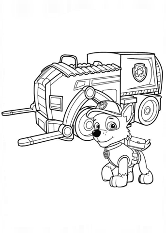 343x480 Paw Patrol Rocky's Recycling Truck Coloring Page Free Printable