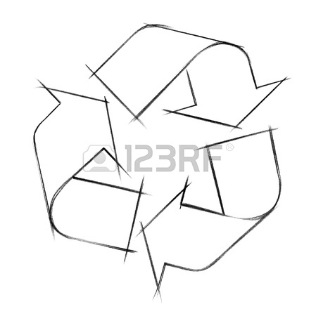 449x450 Crayon Illustration Showing The Recycling Symbol As A Silhouette