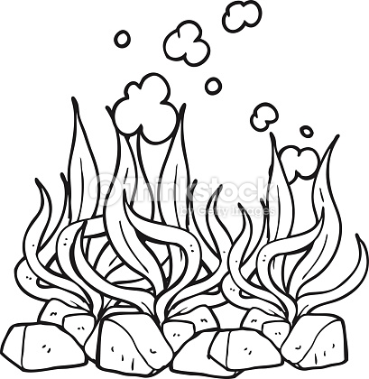 409x420 Freehand Drawn Black And White Cartoon Seaweed Bedroom Mural