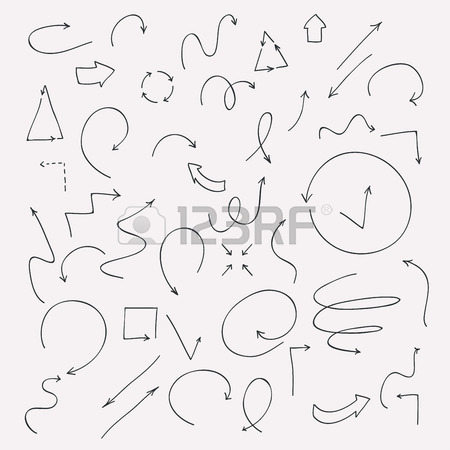450x450 Sketched Icons Set, Drawing Line Arrows Royalty Free Cliparts