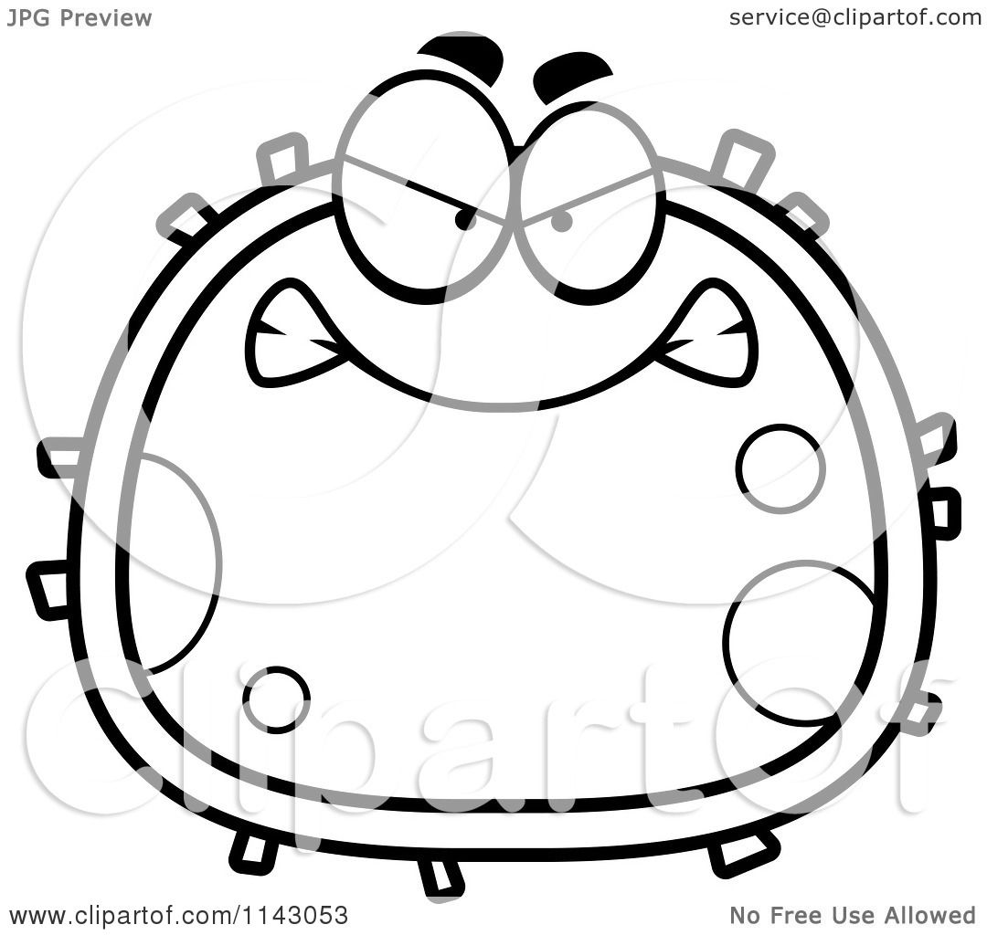 1080x1024 Cartoon Clipart Of A Black And White Mad Blood Cell