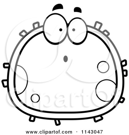 450x470 Cartoon Clipart Of A Black And White Surprised Blood Cell