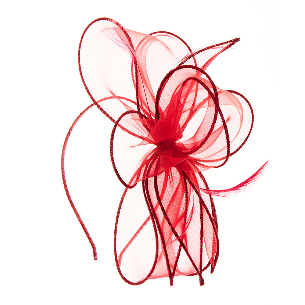 1000x1000 Burgundy Chiffon Bow Fascinator Headband Claire'S