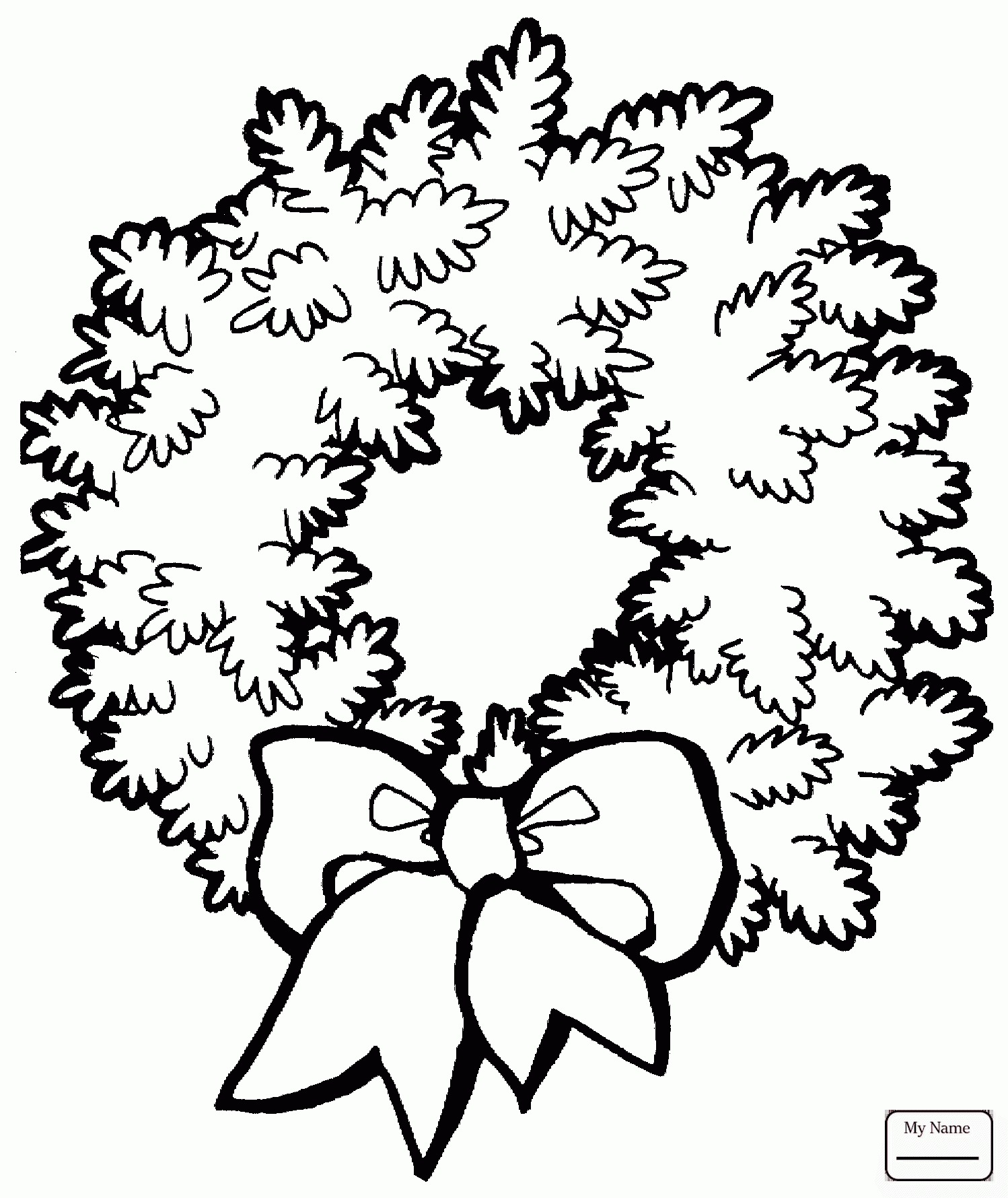 1498x1779 Coloring Pages For Kids Holidays Christmas Wreath With Red Bow