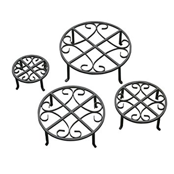 355x355 Red Carpet Studios Set Of Four Round Black Iron Plant