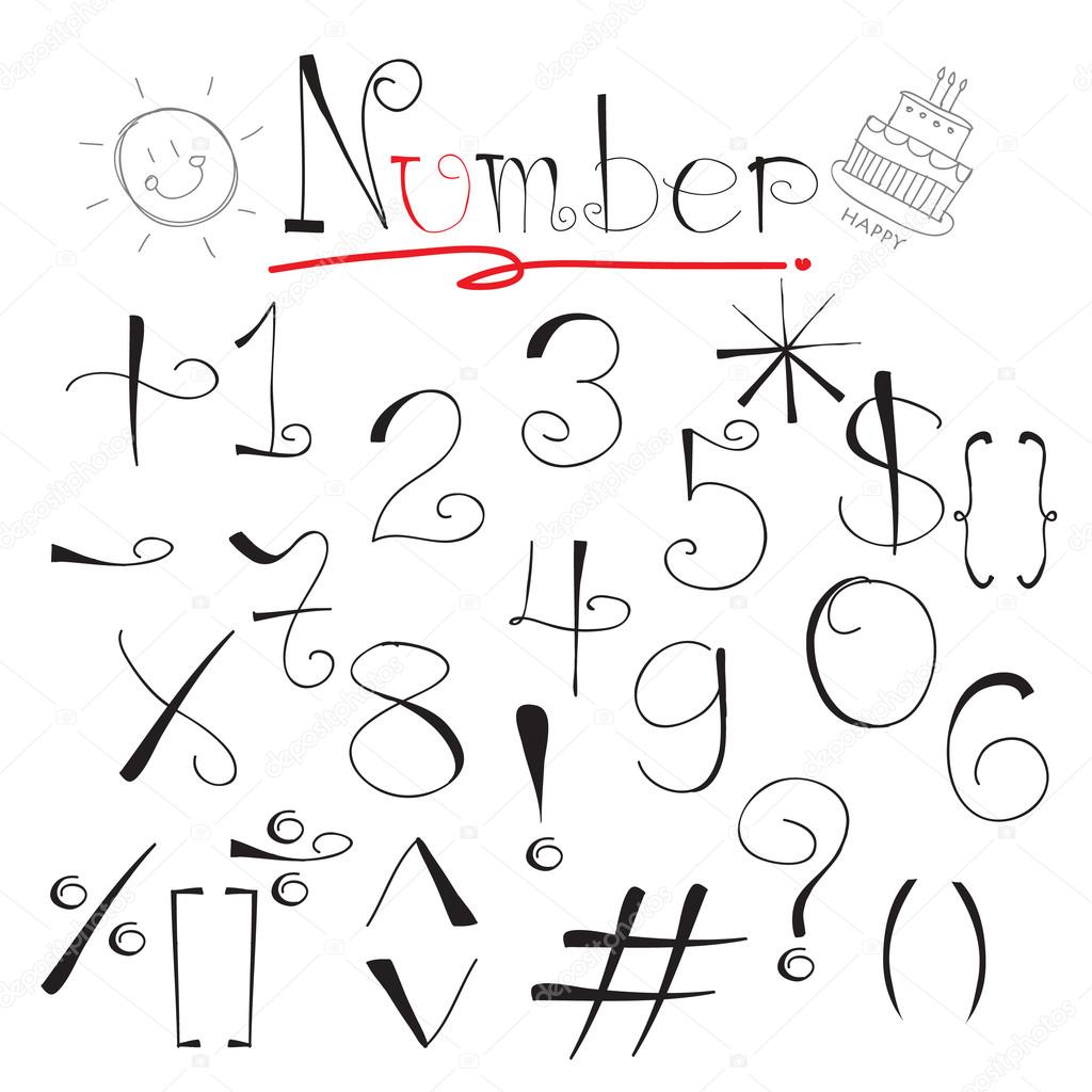 1024x1024 Black Red Chalk Pencil Alphabet Number Letters.hand Drawn Writte