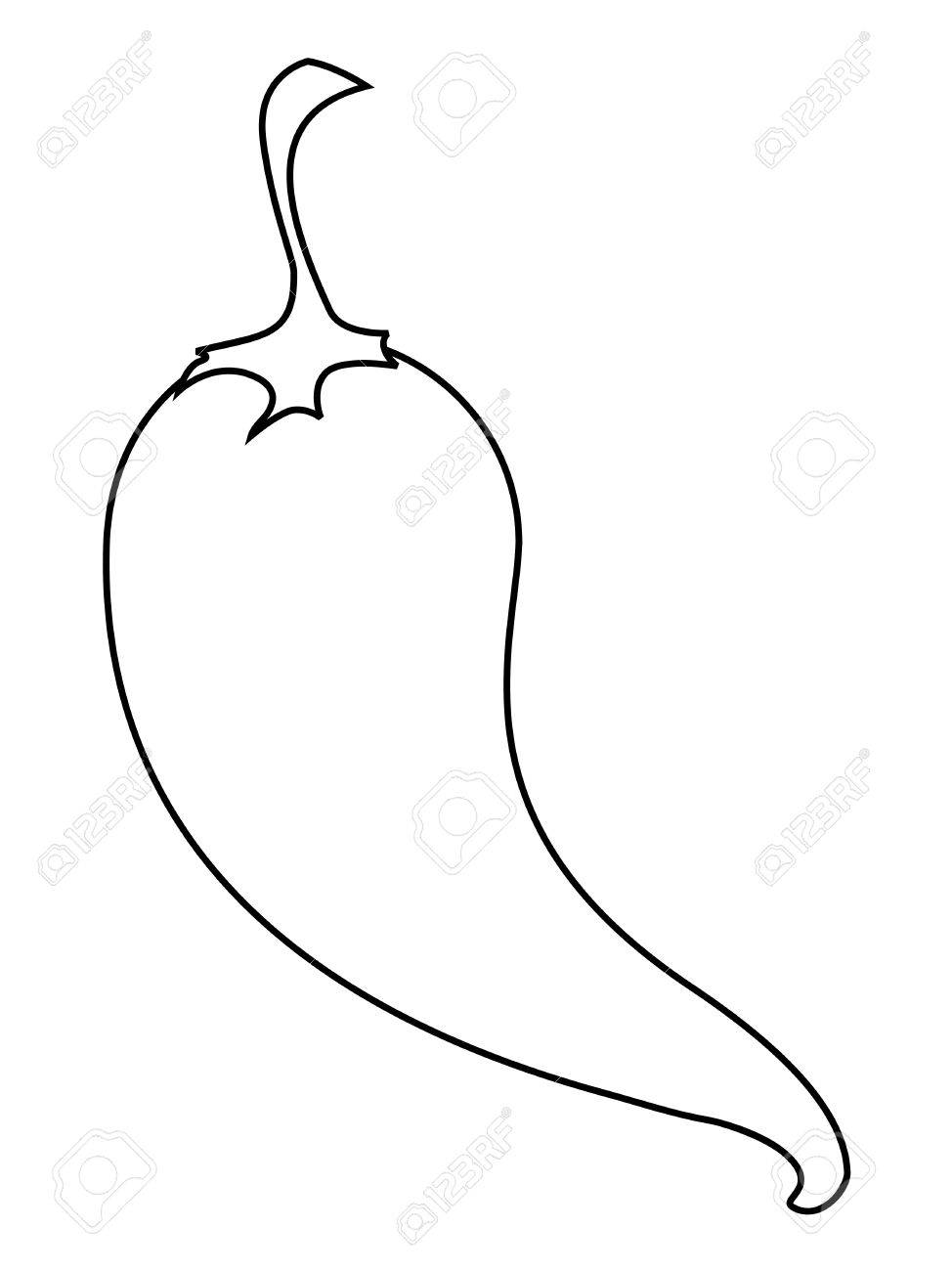 974x1300 Outline Illustration Of Hot Chili Pepper Royalty Free Cliparts