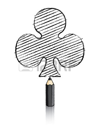 344x450 Illustration Of Red Pencil Drawing Ace Of Clubs Icon Stock Photo