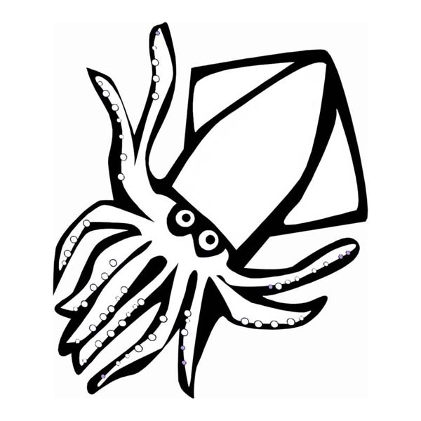 600x600 Red Devil Squid Sea Animals Coloring Page