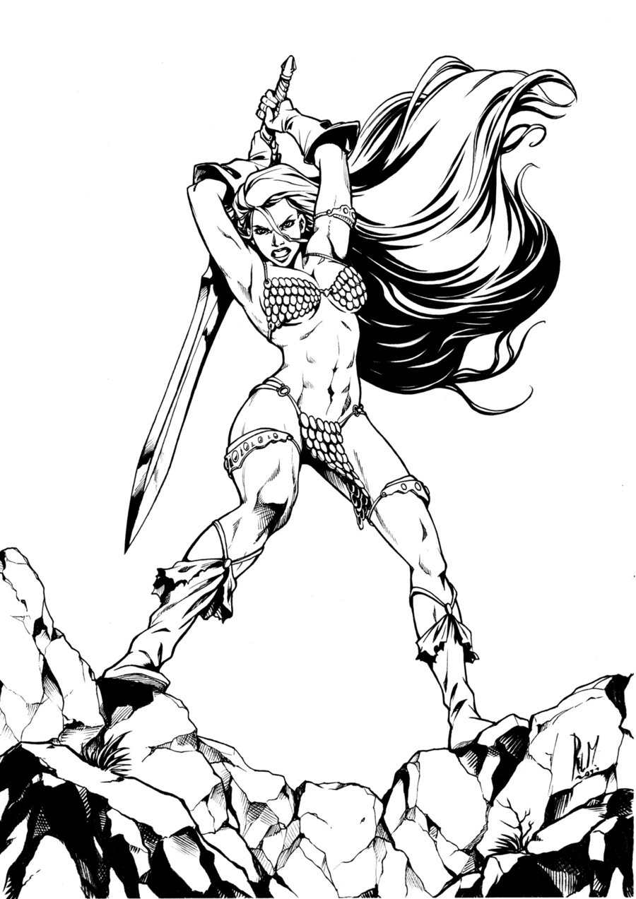 900x1273 Red Sonja Bw By Ritam