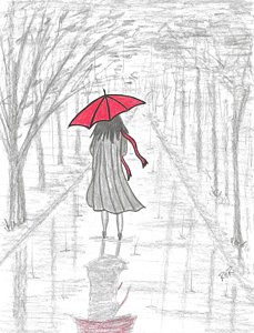229x300 Red Umbrella Drawings Fine Art America