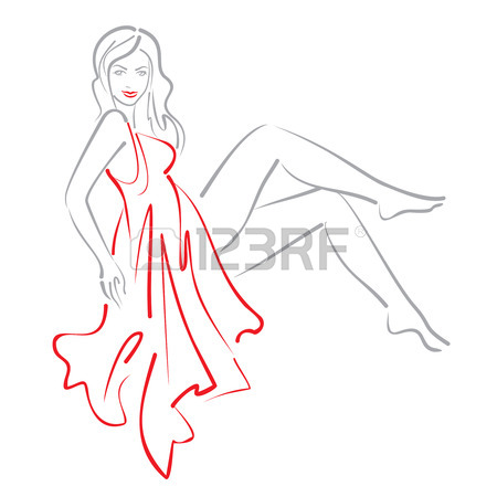 450x450 Women Fashion Model With Vector Sketch Style Drawing Royalty Free