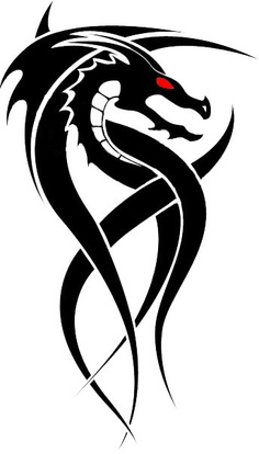 236x414 Black Ink Red Eye Dragon Tattoo Design