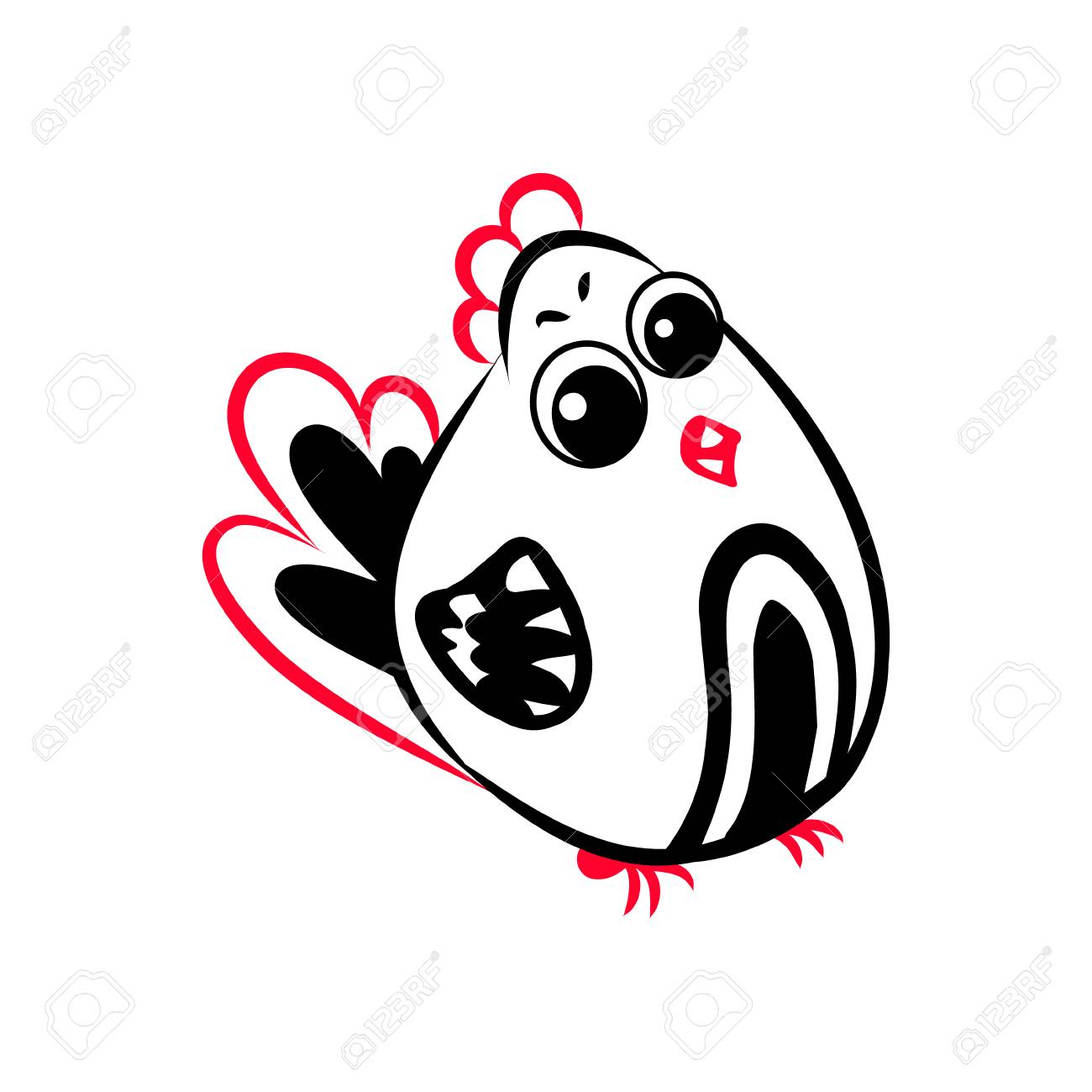 1300x1300 Funny Chicken With Big Eyes. An Unusual Bird With Red Crest