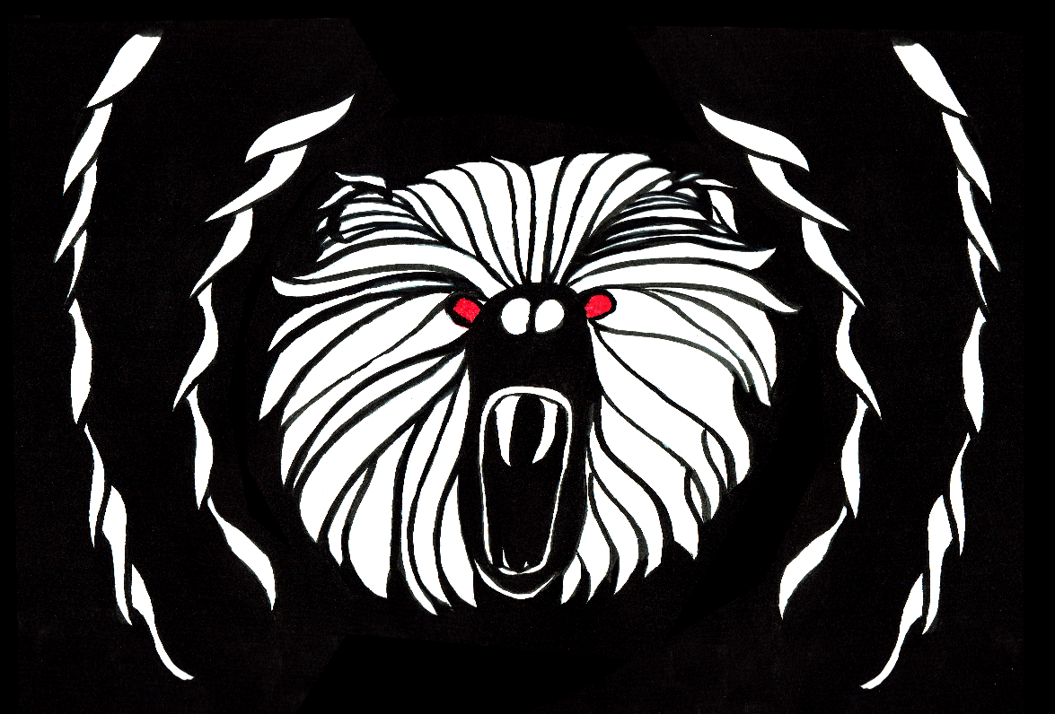 1175x796 I Draw Things, [Black And White Drawing Of A Bear Roaring