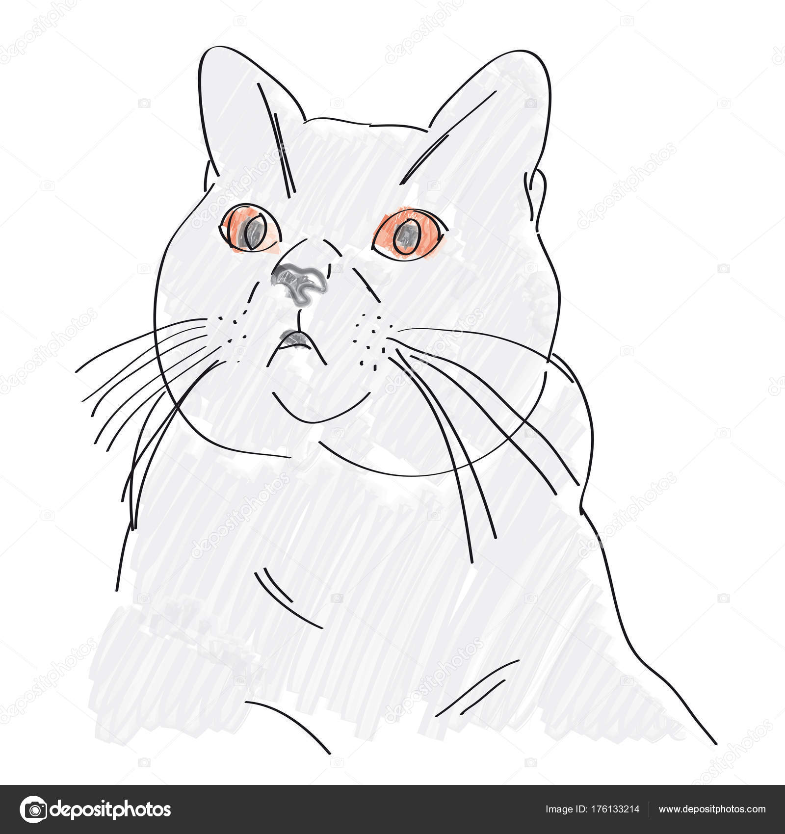 1600x1700 Illustration Of British Blue Cat With Red Eyes Stock Vector