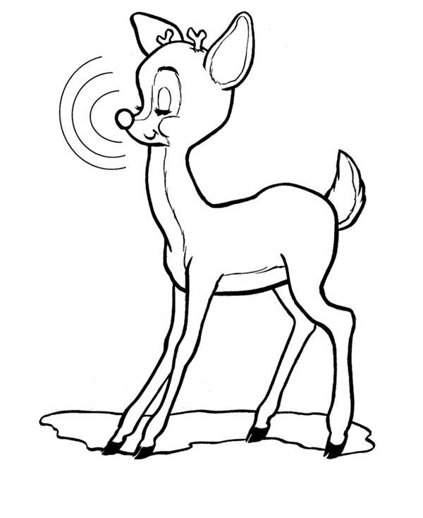 600x734 Rudolph The Red Nosed Reindeer Closed His Eyes Coloring Page