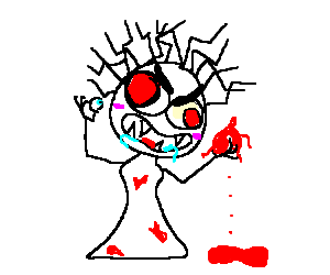 300x250 Crazy Looking Woman With Evil Red Eyes. (Drawing By Deathduck)