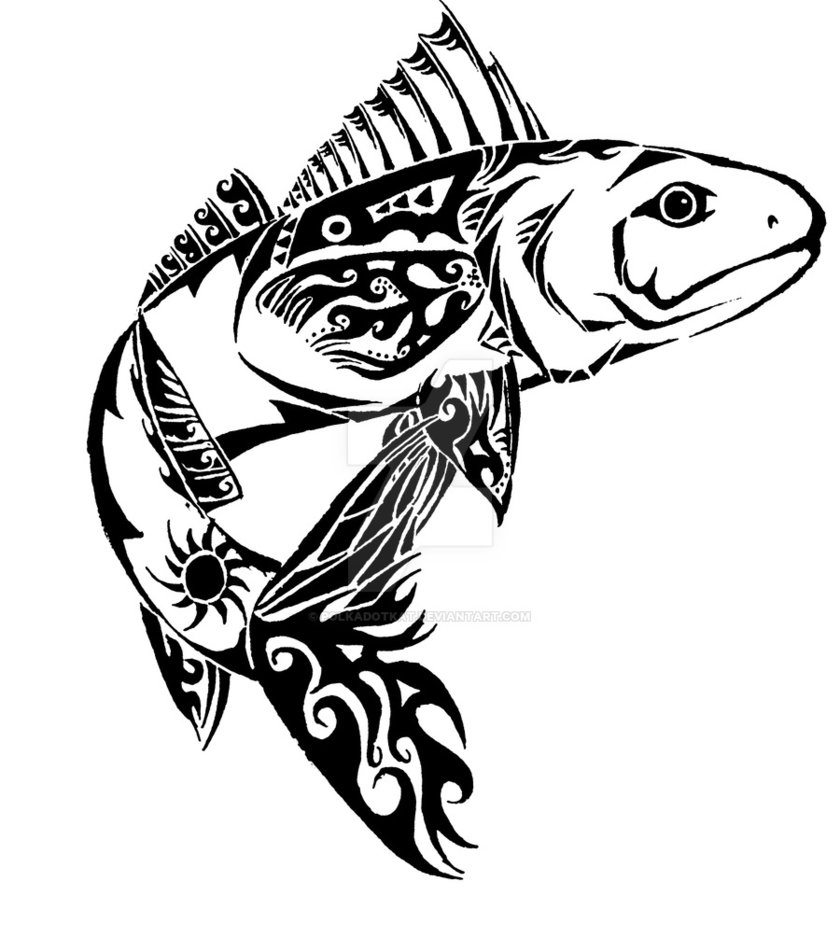 840x952 Tribal Red Fish Tattoo Idea By Polkadotkat