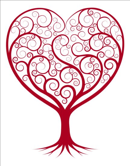 431x550 Red Tree Heart Vector Material