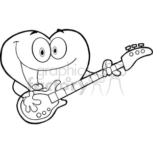 300x300 Royalty Free 102559 Cartoon Clipart Romantic Red Heart Man Playing