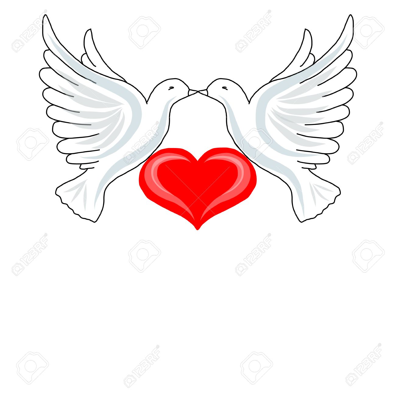 1300x1300 Two Doves With Heart For Your Design Royalty Free Cliparts