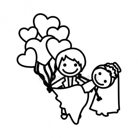 450x450 Figure Married Couple With Red Heart Bombs Stock Vector