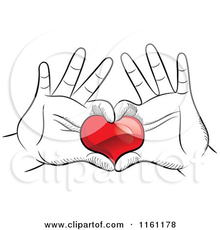 450x470 Clipart Of Black And White Hands Framing And Holding A Red Heart