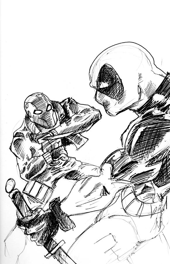 581x900 Red Hood Vs Deadpool Drawing By Big Mike Roate